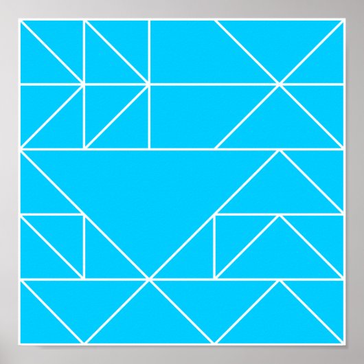Poster Carré Motif Triangles bleu Imprimer (Devant)