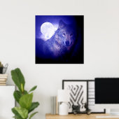 Poster Carré Wolf & Moon Imprimer Loups de nuit Bl (Bureau à domicile)