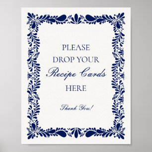 Poster Carreau de Talavera bleu Espagnol Partage une Rece