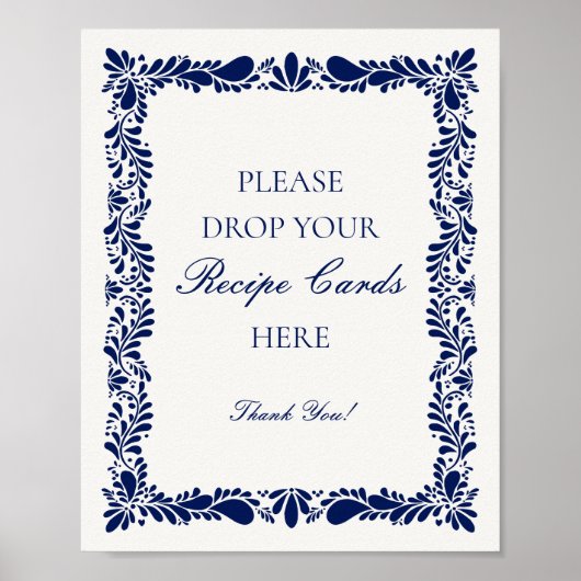 Poster Carreaux bleu Talavera Espagnol Partager une recet (Devant)