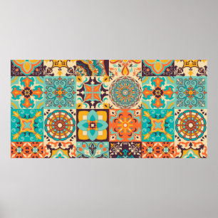 Poster Carreaux colorés Azulejos. portugais traditionnel 