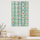 Poster Carreaux de Mahjong sur vert (Cuisine)