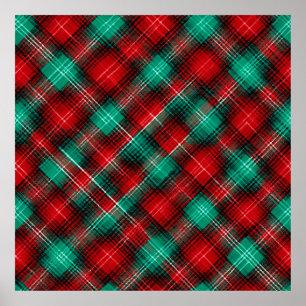 Poster Carreaux diagonaux rouges et verts