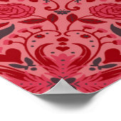 Poster Carreaux floraux en rouge et pastèque rose (Coin)