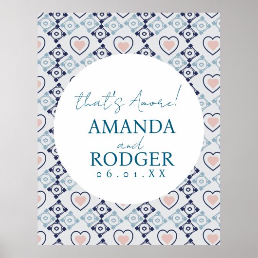 Poster Carreaux italiens et cœurs That's Amore (Devant)