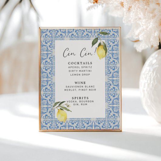 Poster Carreaux méditerranéens Amalfi Capri Bar Menu