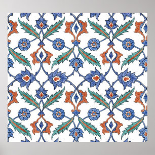 Poster Carreaux turcs médiévaux : Ornement floral.