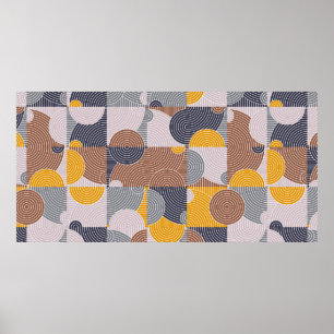 Poster Carreaux vintages motif, fond transparent abstrait
