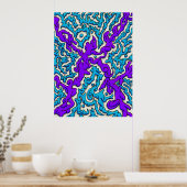 Poster Carrefour Abstrait vif en bleu et violet (Cuisine)