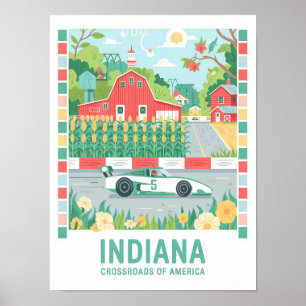 Poster Carrefour de l'Indiana en Amérique - Voyage d'été