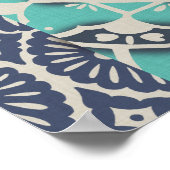 Poster Carrelage bleu Batik II (Coin)