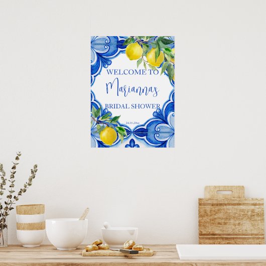 Poster Carrelage bleu citron amore douche nuptiale accuei (Cuisine)