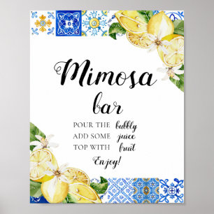Poster Carrelage bleu Citron italien Positano Mimosa Bar 