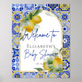 Poster Carrelage bleu italien Arch Citrus Lemons Bienvenu (Devant)
