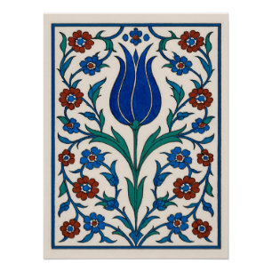 Poster Carrelage floral ottoman - Design Tulip traditionn