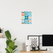 Poster Carrelage orange et bleu (Bureau à domicile)