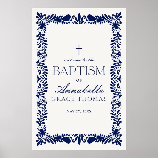 Poster Carrelage Talavera bleu Espagne Fiesta Baptême Bie (Devant)