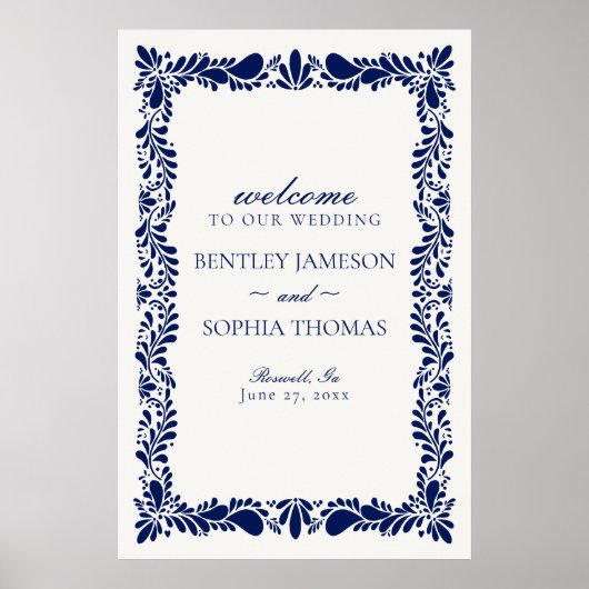 Poster Carrelage Talavera bleu Espagne Fiesta Mariage Bie (Devant)