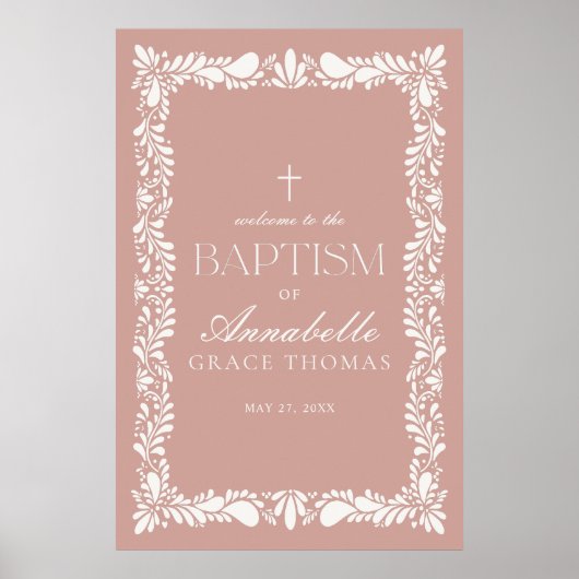 Poster Carrelage Talavera rose Espagne Fiesta Baptême Bie (Devant)