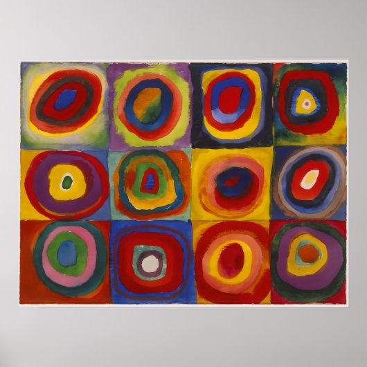 Poster Carrés avec cercles concentriques (Devant)