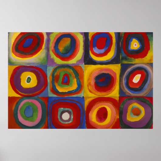 Poster Carrés avec cercles concentriques (Devant)