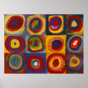 Poster Carrés avec cercles concentriques