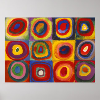Poster Carrés avec cercles concentriques, Kandinsky