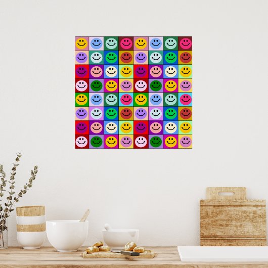 Poster Carrés de face arc-en-ciel (Cuisine)