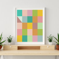 Carrés de Patchwork géométriques en vert et violet