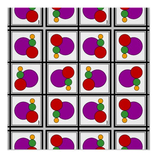 Poster Carrés et Cercles Abstrait (Devant)