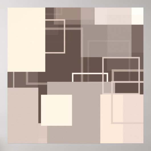 Poster Carrés géométriques - Chocolat et crème (Devant)