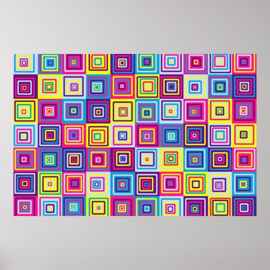 Poster Carrés géométriques colorés (Devant)