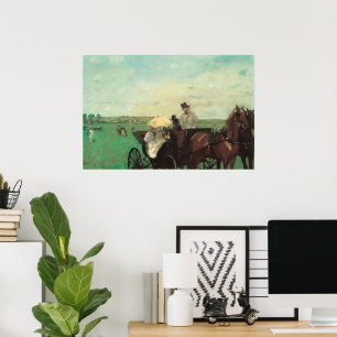 Poster Carriage aux courses par Edgar Degas, Art vintage