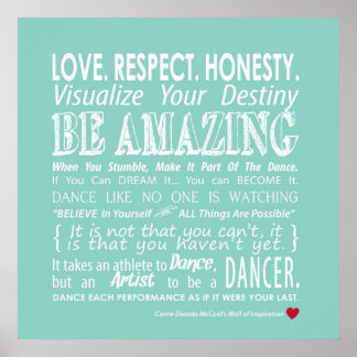 Poster Carrie's Wall of Inspirational Dance Citations - A