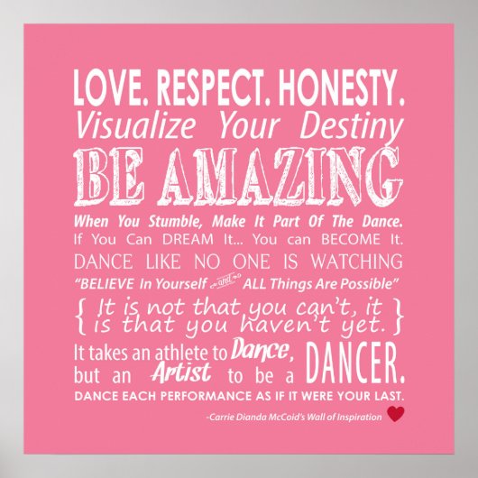 Poster Carrie's Wall of Inspirational Dance Citations - r (Devant)