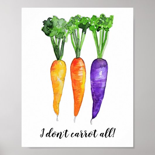 Poster Carrot Kitchen Aquarelle Art Pun à imprimer (Devant)
