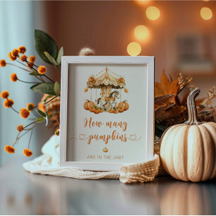 Poster Carrousel d'automne devine combien de citrouilles 