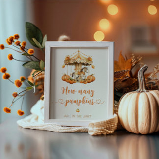 Poster Carrousel d'automne devine combien de citrouilles 