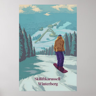 Poster Carrousel de télésiège Winterberg Allemagne Snowbo