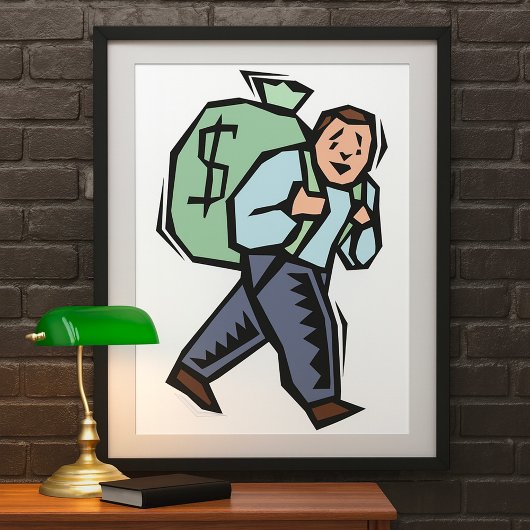 Poster Carrying A Bag Of Money