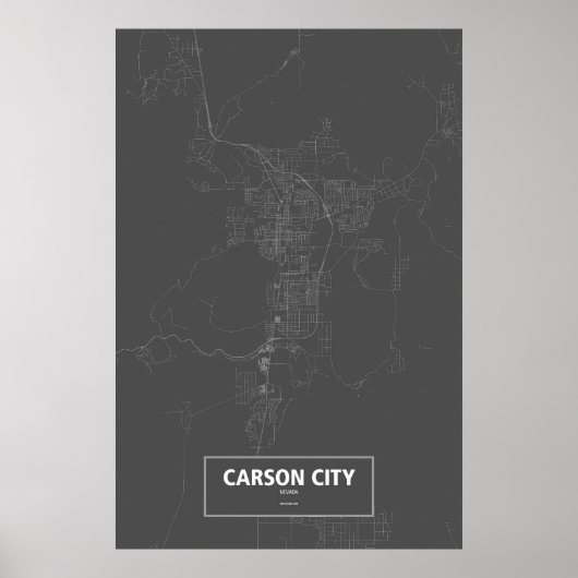 Poster Carson City, Nevada (blanc sur noir) (Devant)