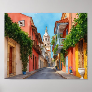Poster Cartagena Colombie Aquarelle