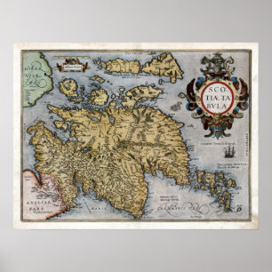 Poster Carte 1580 de l'Ecosse