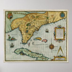 Poster Carte 1591 de la Floride