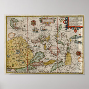 Poster Carte 1596 de Renaissance-ère de l'Asie