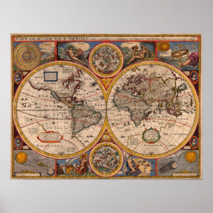 Poster Carte 1651 du monde