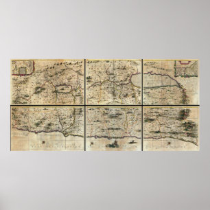 Poster Carte 1662 de l'Israël Palestine de la Terre