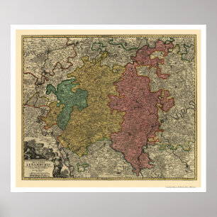 Poster Carte 1712 du luxembourgeois l'Europe