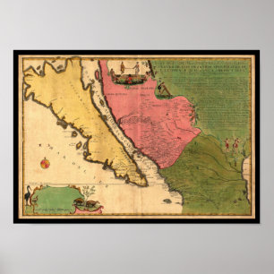 Poster Carte 1720 - La Californie ou Nouvelle Caroline