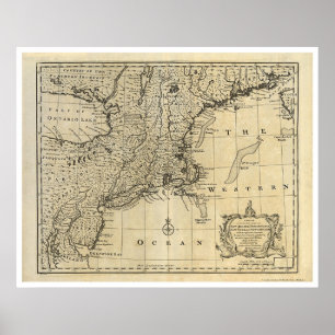 Poster Carte 1747 de New York de New Jersey de la